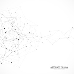 Vector illustration of minimalistic design with connecting the dots and lines. Abstract geometric background of science and technology concept