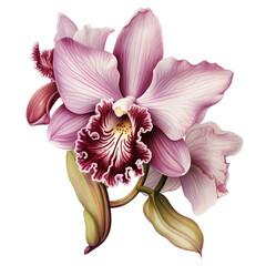 Beautiful Orchid in pencil color illustration clipart AI generate png  no background