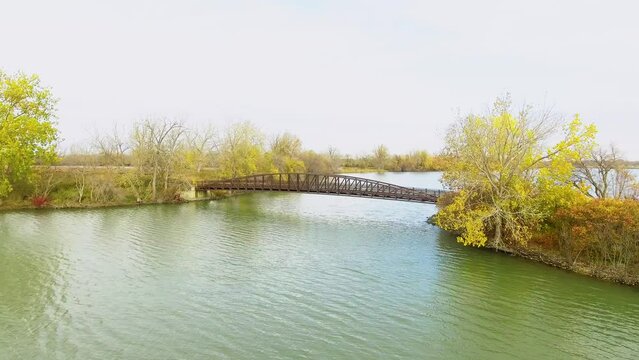 Drone Footage of Bridge In A State Park