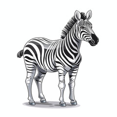 Fototapeta na wymiar Playful cartoon Zebra sticker Illustrations in minimalist detailed style