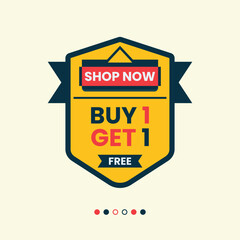 buy 1 get 1 free shop now promotional banner design