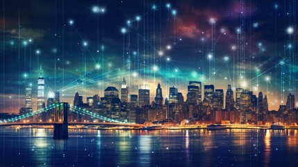Fototapeta na wymiar Smart New York City - Wireless Network Connection 