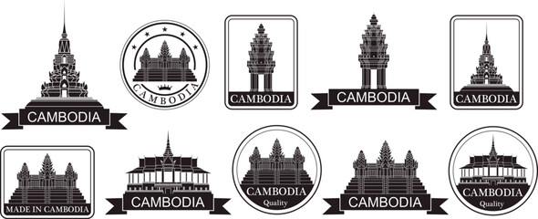 Obraz premium Cambodia set. Isolated Cambodia on white background