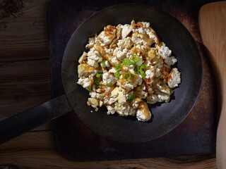 Scrambled egg and stir fried soft tofu
