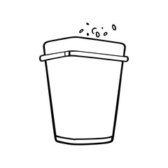 trash can icon. Hand Drawn cute trash can