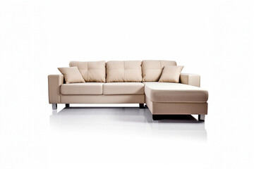 beige sectional sofa isolated on white
