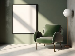 Yellow Japanese style living room with wooden decoration. Generative AI