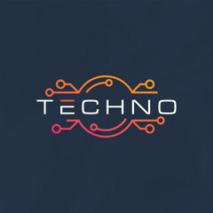 Technology logo design template with simple and modern lines