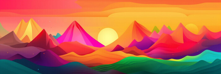 Abstract colorful landscape background wallpaper design, banner, generative AI