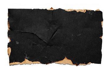 Black paper background. Old black empty paper cardboard on white background