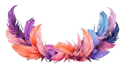 Fototapeta na wymiar decorative colorful border with a pattern of detailed feathers, generative ai