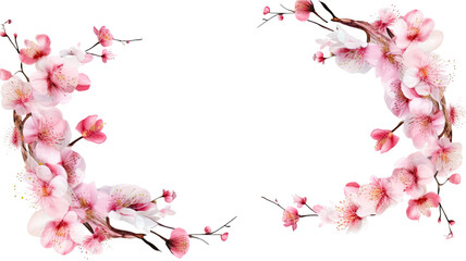 frame border with a detailed pattern of delicate cherry blossoms, generative ai
