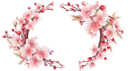 frame border with a detailed pattern of delicate cherry blossoms, generative ai