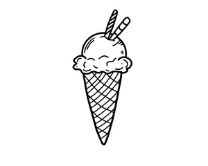 ice cream cone sweet dessert Outline Simple vector illustration