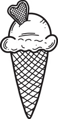 ice cream cone sweet waffle dessert Outline Simple vector illustration