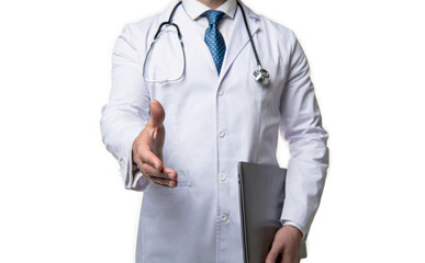 cropped view of doctor presenting emedicine on background.