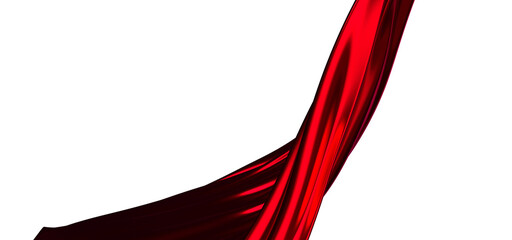 Abstract red cloth falling. Satin fabric flying in the wind