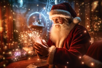 Santa Claus creating christmas happiness - Illustration created with generative ai