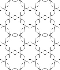 Vector seamless texture. Modern geometric background with intersecting dotted hexagons.