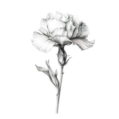 A black and white drawing of a flower. Generative AI.