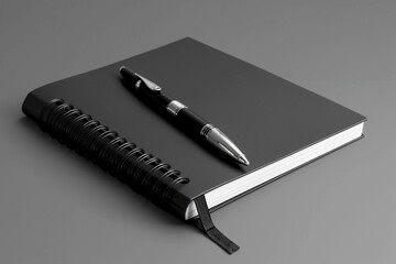 A black notebook with a pen on it and a pen on the top. Generative AI
