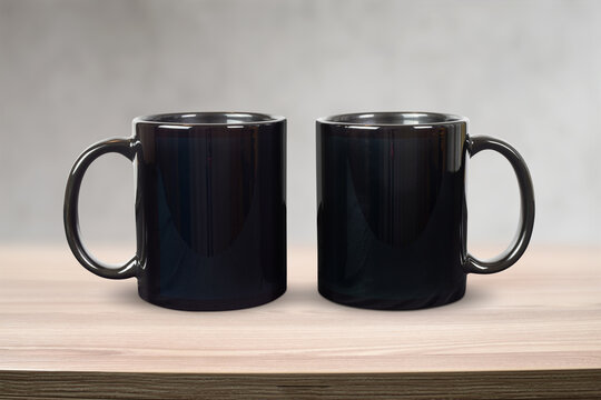 Black 11 oz. Mugs Mockup in Modern Scandinavian Room