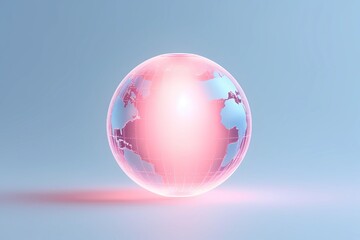 A pink globe with a blue background and a pink globe in the middle. Generative AI