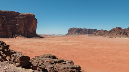 Fototapeta na wymiar desert valley and mountains, Wadi Rum, Jordan