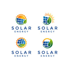 Sun Solar Energy Logo Design . Set of Green energy logos Template inspiration
