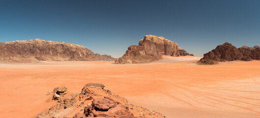 Mars like scenery from Al Ramal sand dune, Wadi Rum, Jordan
