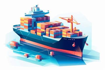 A container ship is being loaded with containers. Generative AI