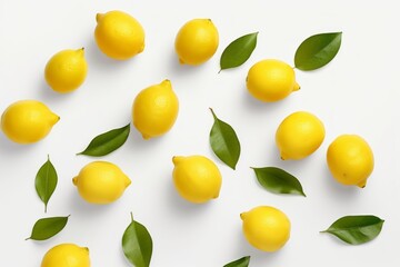 A bunch of lemons on a white background Generative AI