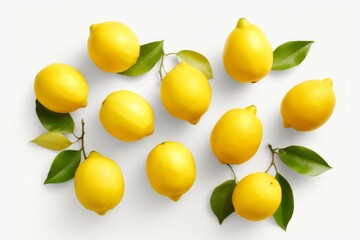A bunch of lemons on a white background Generative AI