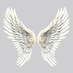 white Angel Wings Mockup,isolated on white background,Generative AI.