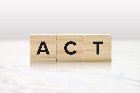 ACT Wooden Tiles - Acceptance and Commitment Therapy and Action Concept
