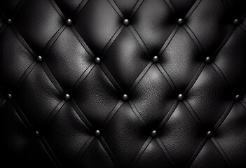 Black color sofa texture. Black leather background. High quality photo Generative AI