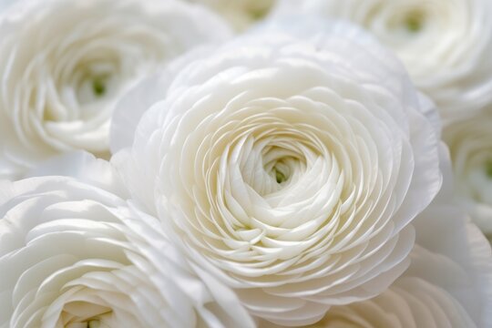 A bunch of white roses are arranged in a bouquet. Generative AI