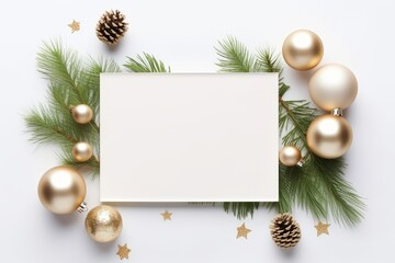 Silver and gold christmas decorations on a white background Generative AI - obrazy, fototapety, plakaty