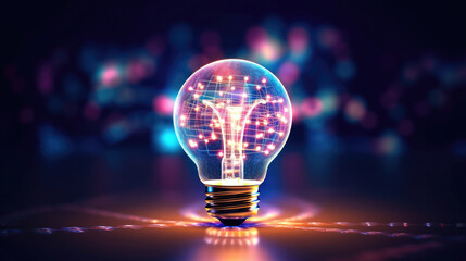 Digital marketing, Creative, New ideas and innovation for business growth, Light bulb shape and business icon with network connection, Generative AI