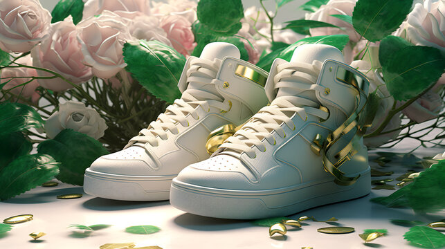 Get ready to be amazed by the beauty of these white shoes amidst a stunning backdrop inspired by Unreal Engine