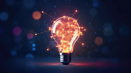 Digital marketing, Creative, New ideas and innovation for business growth, Light bulb shape and business icon with network connection, Generative AI