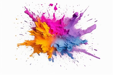 A colorful explosion of paint on a white background Generative AI