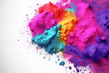 A colorful powder is seen in front of a white background. Generative AI