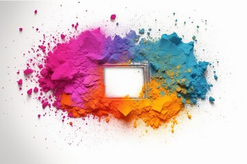 Fototapeta na wymiar A colorful display of powders with the word holi on it Generative AI