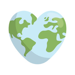 Heart shaped earth. Environment care. Save and love the planet.