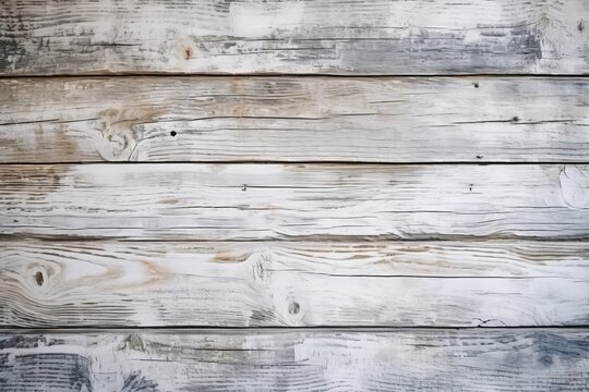 A wooden wall with white paint that is weathered and has a rough texture. Generative AI