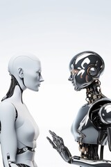 A robot and a woman talking Generative AI