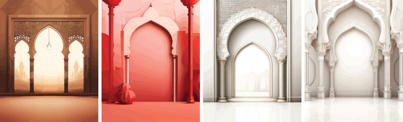 Obraz na płótnie Canvas Islamic background illustration set, social media banner template, poster, greeting card