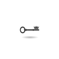 Crown old key logo icon with shadow