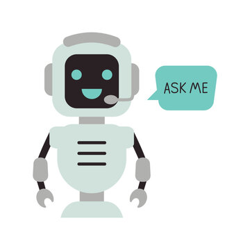 Funny digital advisor avatar to help the customer or robot operator say ask me